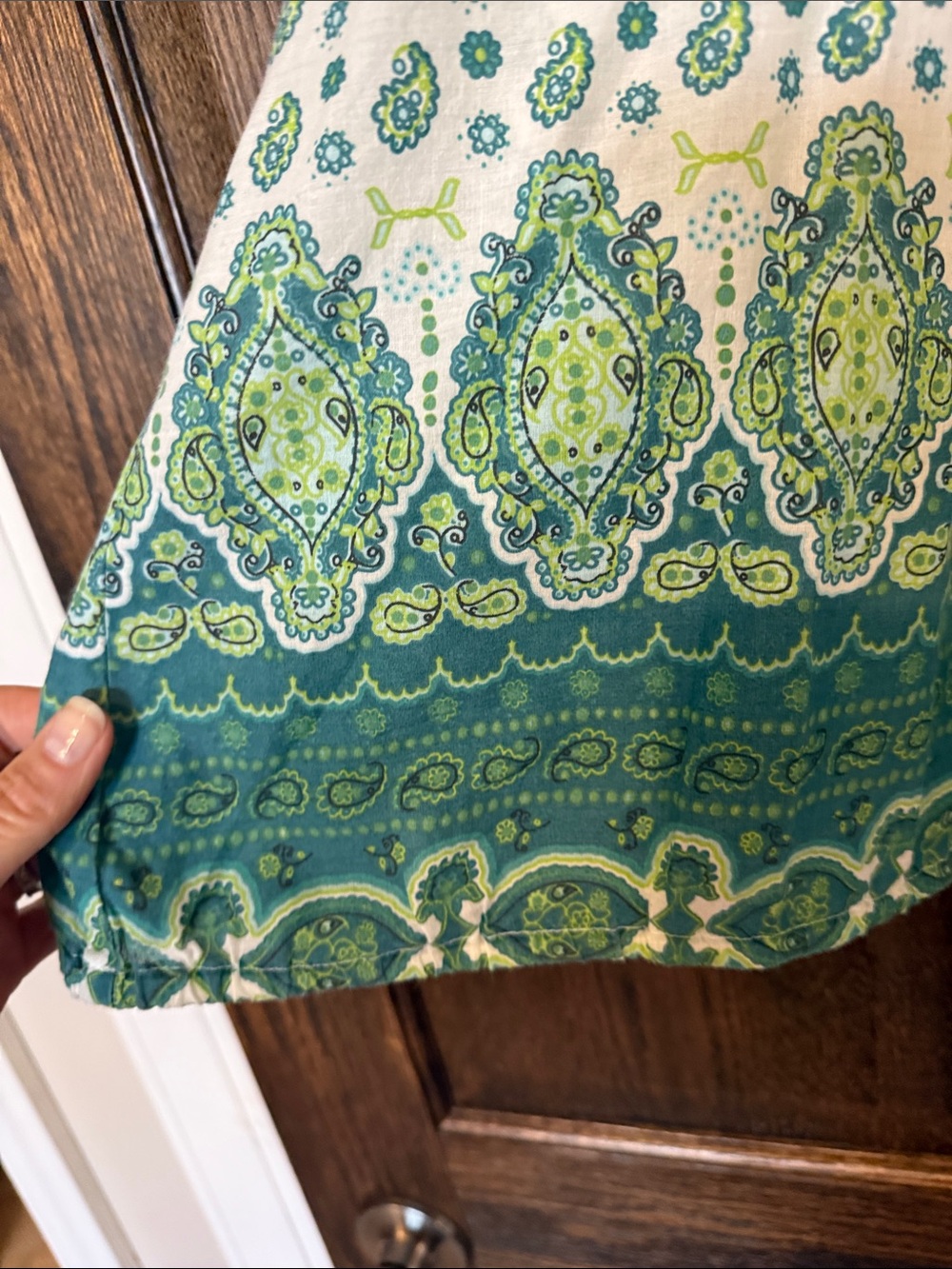 Prana Women’s Green Paisley Bandanna Printed Peasant Top Small - Picture 5 of 10